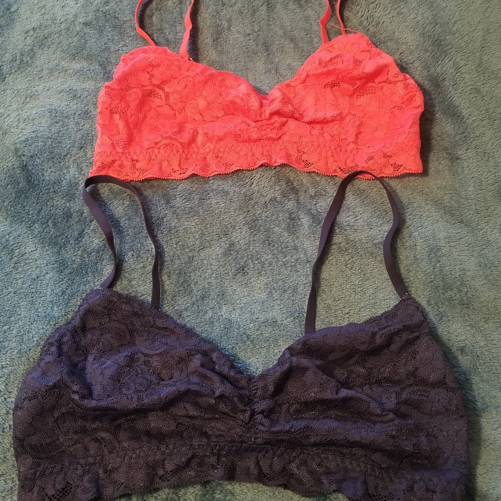 Xhiliration-Coral & Navy Bralettes